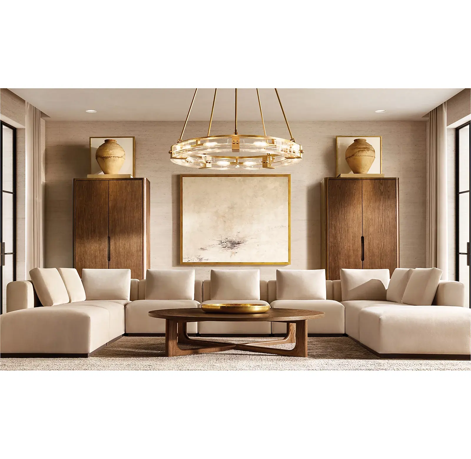 Indoor Furniture Patio New Design Fabric Modern Living Room U Shape Sectional Sofa Set