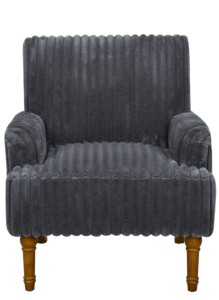 Fauteuil d'appoint moderne de luxe avec revêtement en velours côtelé large de 3,5 cm, pieds en bois massif de 9 pouces, design confortable pour salon - Product Image 4