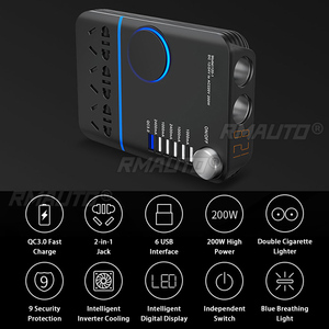 Inversor de Corriente para Auto de 200W, Convertidor de Voltaje DC 12V/24V a AC220V, Cargador Rápido USB QC3.0, Inversor de Voltaje para Auto con 5 Puertos USB - Product Image 2