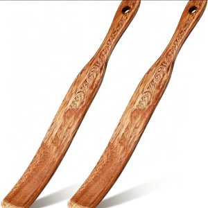 Ensemble de spatules de cuisine en bois, 2 pièces, en bois massif, pour crêpes, pâte, œufs, ustensiles de cuisine - Product Image 1
