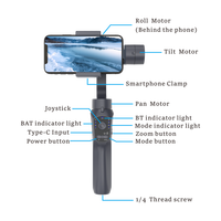 Stabilisateur de joint universel portable F10Pro 3 axes bâton de selfie anti-tremblement, adapté aux téléphones Android, est utilisé pour l'enregistrement vidéo