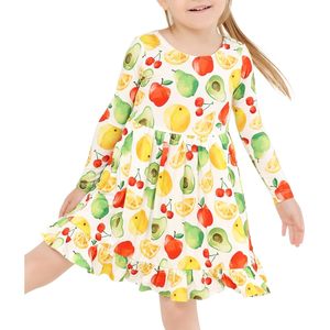 Vestido Casual Personalizado para Niñas, Manga Larga, Cintura Elástica, Corte en A, Viscosa de Bambú, Transpirable, para Uso Diario - Product Image 1