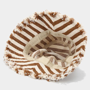 2025 chapeau seau femme à la mode avec rayé bord brossé motif à chevrons parasol plage approprié Camouflage Plaid Styles - Product Image 4