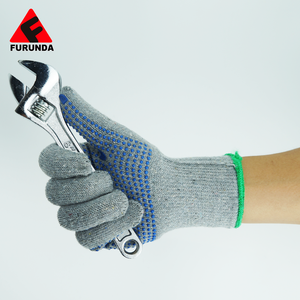 Guantes de Jardinería de Algodón Gris con Puntos de PVC Azules FURUNDA FRD0731 Sin Silicona Antideslizantes y Resistentes al Desgaste - Product Image 4