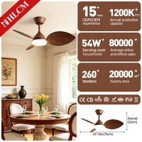 Ventilateur de plafond LED pour salle à manger, lustre intégré, télécommande, moteur DC en métal de style mid-century, 6 vitesses, 3 pales, AC 85-265V, fonctionnement silencieux