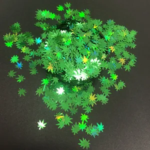 도매 고품질 M arijuana 모양 반짝이 잎 모양 반짝이 공예 장식