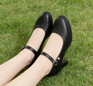 Zapatos de Trabajo Negros para Mujer, Cómodos, de Tacón Medio, Profesionales, para Caminar y Hacer Ejercicio - Product Image 1