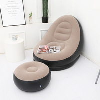 Canapé gonflable décontracté moderne et minimaliste pour adulte, ensemble deux pièces avec repose-pieds, fauteuil de relaxation floqué couleur macaron