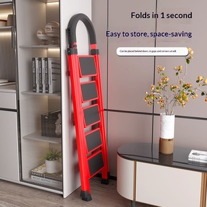 Scala Pieghevole in Acciaio a 5 Gradini Multiuso a Basso Prezzo, Salvaspazio, Resistente alla Ruggine, Portatile per Uso Domestico - Product Image 6