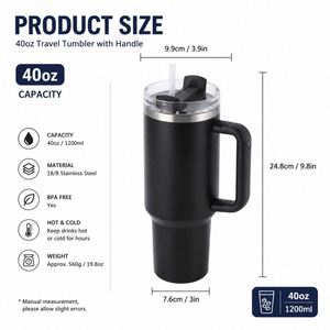 Custom logo 40 oz Double Wall Vacuum <b>Travel</b> Coffee <b>Mug</b> Wholesale Stainless Steel 30oz 40oz Outdoor Tumbler <b>with</b> <b>Handle</b> and Straw - Product Image 3