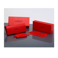 FRIENDS Hot Prêt À Expédier Rouge Bleu Vert PU Cuir Lunettes de Soleil Lunettes Emballage Étuis à Lunettes Coffret Ensemble Logo Personnalisé