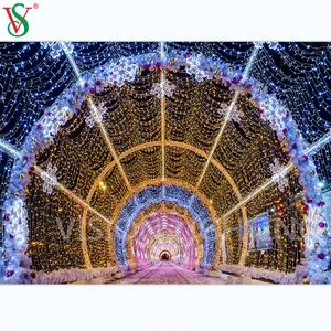 户外节日圣诞街装饰3D拱形隧道图案灯带花环