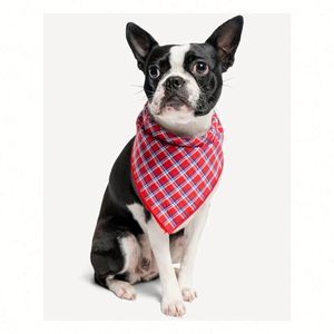 Bandana personnalisée pour animaux de compagnie avec logo, imprimée par sublimation, motif écossais, foulard triangulaire pour chats et chiens, style tendance, vente en gros - Product Image 1