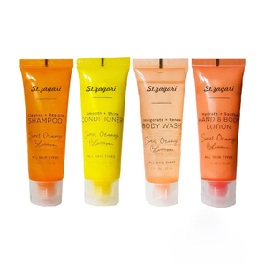 Set de Artículos de Tocador Ecológicos Personalizados para Mini Hoteles, Biodegradables y Reciclables, Champú, Gel de <span class=keywords><strong>Ducha</strong></span> y Jabón en Tamaño de Viaje. Marca Privada Disponible. - Product Image 1