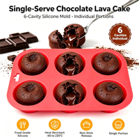 Moule à gâteau au chocolat en silicone de qualité alimentaire, 6 cavités rondes pour desserts fondants, restaurants et traiteurs