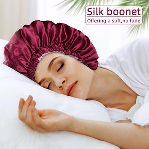 Chapeaux <span class=keywords><strong>de</strong></span> <span class=keywords><strong>nuit</strong></span> en satin avec logo personnalisé <span class=keywords><strong>bonnet</strong></span> <span class=keywords><strong>de</strong></span> sommeil réversible en satin <span class=keywords><strong>de</strong></span> soie <span class=keywords><strong>de</strong></span> créateur à double épaisseur <span class=keywords><strong>bonnet</strong></span> pour cheveux extra large pour adultes - Product Image 2