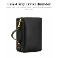 Ensemble de sac à main de voyage pour cigares avec doublure en cèdre à 2 couches, coupe-cigares intégré, hygromètre, humidificateur, sac en cuir portable