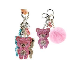 Teddy Bear KeyChain Bling Keychain Clips Rhinestone KeyRings