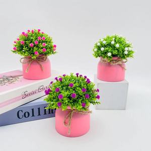 Plante artificielle en pot Paulon, Gypsophile rose 13 cm, Décoration de bureau, Ornement pour la maison et le bureau - Product Image 2