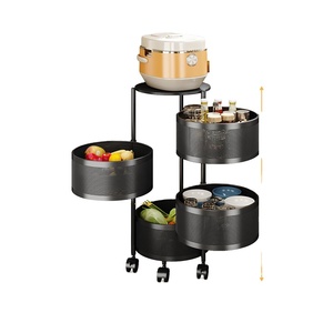 Estante de almacenamiento circular giratorio de 4 niveles, estante de almacenamiento de Metal para frutas, verduras, aperitivos, cesta de pie para cocina, Bedr - Product Image 1