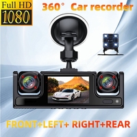 Caméra de tableau de bord de voiture 4 objectifs avec vision nocturne 360°, enregistrement en boucle, écran IPS 1080p, télécommande, ajustement universel, garantie 1 an