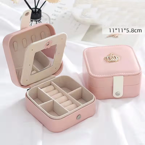 MKW-7126 2 lớp vuông tinh tế trang điểm hộp xách tay từ Clip lưu trữ đồ trang sức hộp bông tai vòng cổ vòng đeo tay lưu trữ trường hợp - Product Image 5