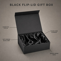 Boîte cadeau rigide noire personnalisée avec couvercle rabattable et intérieur doublé doux pour bijoux, cosmétiques, bougies, vente en gros