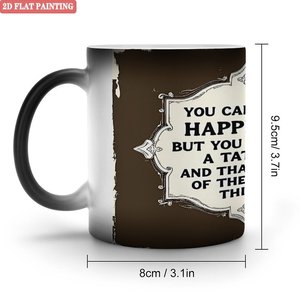 Taza Mágica de Cerámica Negra Esmerilada de 11 oz, Sensible al Calor, Cambia de Color, para Hogar u Oficina - Product Image 1