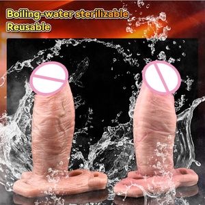 SXXY Ultra Closed Head Penis Sleeve With Strap on Belt Realistic Hollow <b>Dildo</b> Sheath Sleeve Belt Silicone Male Sex Toy Wholesale - Product Image 6