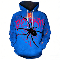 Halloween 3D numérique impression personnalisée effrayant flamme dessin animé diable Satan sweat à capuche ample pour hommes