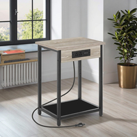 Interface USB double couche moderne Panneau de prises en bois Table basse multifonctionnelle simple Hauteur réglable Chambre à coucher Salon