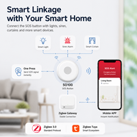 Bouton d'urgence intelligent Zigbee Tuya OEM, bouton SOS, dispositif de sécurité domestique sans fil pour les soins aux personnes âgées et les solutions de maison intelligente