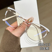 Gafas de Sol Fotocromáticas Anti-Luz Azul con Marco Metálico, Ligeras y Transparentes para Computadora, Diseño Ojo de Gato de Alta Gama para Mujer
