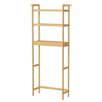 Étagère de rangement pour salle de bain en bambou Unho: étagère de rangement autoportante au-dessus des toilettes avec 3 étagères réglables