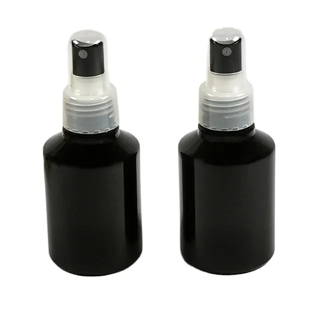 Kundenspezifische hochwertige 3,7 Unzen schwarze PET-Flasche Ätherische Öle 110 ml Parfüm 24/410 Sprüher Kunststoff-Haarpflegeflasche 3,7 Unzen Kappe