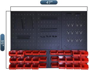 JZD 22 ganci 30 contenitori di stoccaggio in metallo nero sistema di Organizer da parete <span class=keywords><strong>pannello</strong></span> strumento personalizzabile per Garage Workbench OEM prodotto - Product Image 2