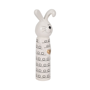Statuetta di Coniglio Ondulato in Ceramica con Motivo a Anelli e Cuore per Arredamento Casa, Bagno, Ufficio, Soggiorno - Product Image 2