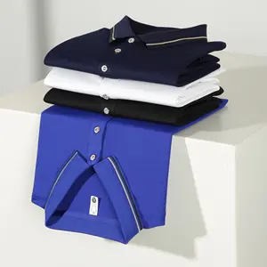 Individuelles atmungsaktiv solide Farbe reguläre Passform Brust Logo lässige Knopfleiste Piqué Polo Shirt Polo Shirt Herren