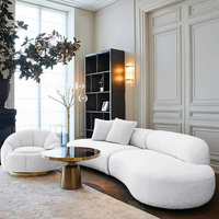 Sofá Curvo de Diseño Geométrico Personalizado con Tela Capitoné para Sala de Estar Sofá Cama Redondo Grande Blanco Salón Sofá Esquinero Circular