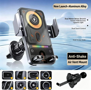 <span class=keywords><strong>Chargeur</strong></span> de voiture sans fil F18 15W à rotation automatique et détection automatique, lumière RGB, style Cyberpunk, pour gadgets électroniques en gros - Product Image 1