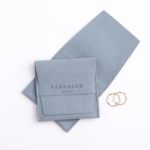 PandaSew Custom Deboss Printed Logo Microfiber <b>Envelope</b> Style with Band Earring <b>Gift</b> Jewelry Pouch - Product Image 2