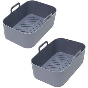 Revestimientos de freidora de aire de silicona reutilizables rectangulares antiadherentes sin BPA de alta calidad compatibles con <span class=keywords><strong>Ninja</strong></span> Dual platos para hornear <span class=keywords><strong>sartenes</strong></span> - Product Image 5