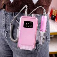 Prix de gros économique pour perceuse à ongles de manucure, lime électrique, moteur à brosse en carbone, 45 watts, 35 000 tr/min, portable, rechargeable, logo privé