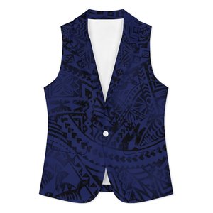 Chaleco de traje personalizado para <span class=keywords><strong>mujer</strong></span>, chaleco con estampado Tribal polinesio, chaleco sin mangas con cuello vuelto a la moda para <span class=keywords><strong>mujer</strong></span> - Product Image 4