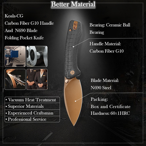 Cuchillo Plegable Compacto Marca TRIVISA, Hoja de Acero N690, Mango G10, para Supervivencia al Aire Libre, Cuchillos Tácticos y Uso Diario, Regalo para Hombres - Product Image 2