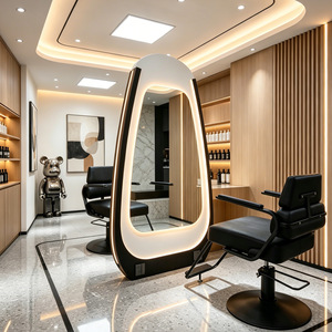 Miroir de maquillage LED moderne sur pied, miroir de beauté éclairé pour salon de coiffure et studio - Product Image 3