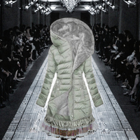 Parka longue d'hiver chaude pour femme, matelassée, doublée polaire, avec capuche, anti-plis, col montant, fermeture éclair, 80%