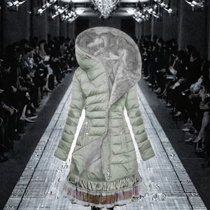 Parka Larga de Invierno para Mujer, Gruesa y Cálida, con Capucha, Tallas Grandes, Diseño Estampado, Forro Polar, Chaqueta Acolchada con Cierre de Cremallera - Product Image 3