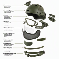 Casque tactique de style FAST, intégration intégrale du visage, matériau ABS léger, pour hommes, OEM ODM personnalisé, ISO