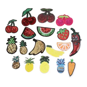 Bulk Bouillon Mooie Ananas Kersen Banaan Ontwerp Ijzer Op Lovertjes Fruit Patches Applique Voor Kleding Tas Hoed